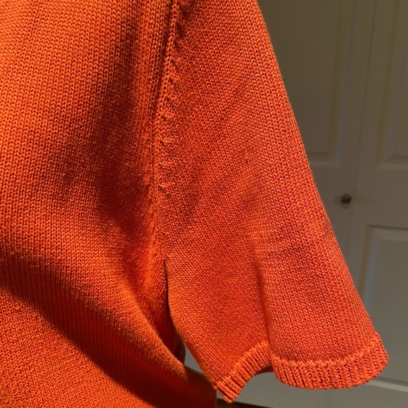 CJ Banks short sleeved pullover sweater, orange and white, 1X - Picture 4 of 13